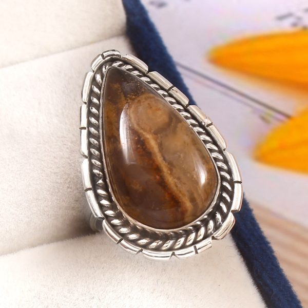Indonesian Moss Agate Size US 6 925 Sterling Silver Ring (REXT60-69)