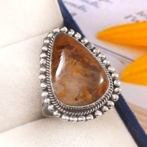 Indonesian Moss Agate Size US 11 925 Sterling Silver Ring (REXT60-58)