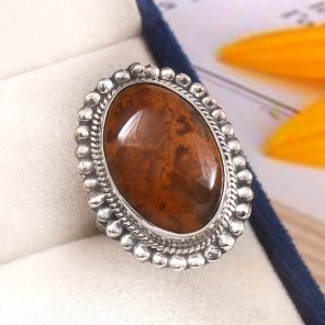 Indonesian Moss Agate Size US 9 925 Sterling Silver Ring (REXT60-44)