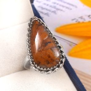 Indonesian Moss Agate Size US 10 925 Sterling Silver Ring (REXT60-50)