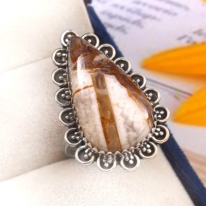 Indonesian Moss Agate Size US 11 925 Sterling Silver Ring (REXT60-59)