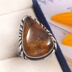 Indonesian Moss Agate Size US 9 925 Sterling Silver Ring (REXT60-73)