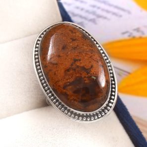 Indonesian Moss Agate Size US 9 925 Sterling Silver Ring (REXT60-47)