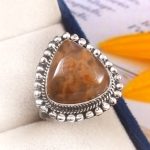 Indonesian Moss Agate Size US 10 925 Sterling Silver Ring (REXT60-52)