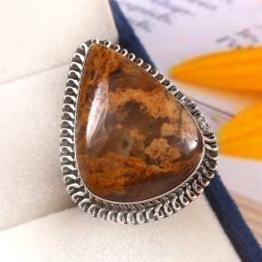 Indonesian Moss Agate Size US 10 925 Sterling Silver Ring (REXT60-56)