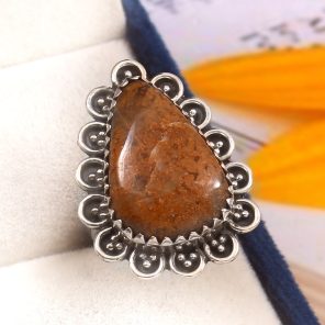 Indonesian Moss Agate Size US 5 925 Sterling Silver Ring (REXT60-34)