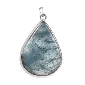 Aquamarine 2" 925 Sterling Silver Pendant (RS54-202)