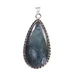 Aquamarine 2" 925 Sterling Silver Pendant (RS54-206)
