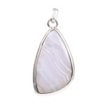 Blue Lace Agate 1.5" 925 Sterling Silver Pendant (RS54-243)