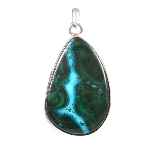 Azurite Malachite 1.75" 925 Sterling Silver Pendant (RS54-200)