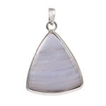 Blue Lace Agate 1.5" 925 Sterling Silver Pendant (RS54-244)