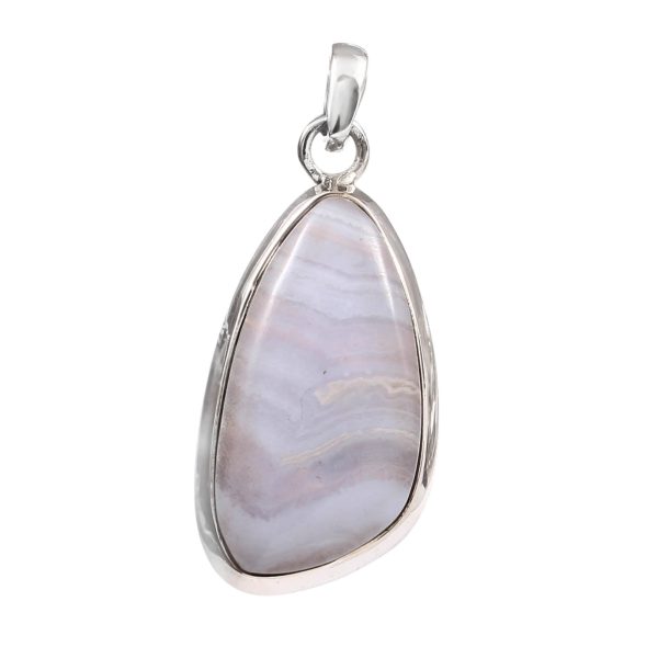 Blue Lace Agate 1.5" 925 Sterling Silver Pendant (RS54-245)