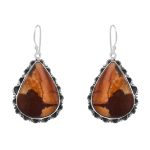 Cappuccino Jasper 1.5" 925 Sterling Silver Earring (REXT60-31)