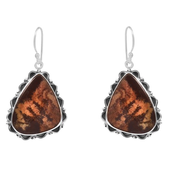 Cappuccino Jasper 1.5" 925 Sterling Silver Earring (REXT60-16)