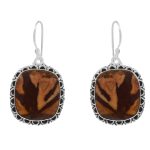 Cappuccino Jasper 1.5" 925 Sterling Silver Earring (REXT60-19)