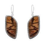 Cappuccino Jasper 1.75" 925 Sterling Silver Earring (REXT60-21)