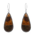 Cappuccino Jasper 2" 925 Sterling Silver Earring (REXT60-22)