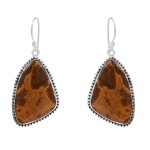 Cappuccino Jasper 1.75" 925 Sterling Silver Earring (REXT60-23)