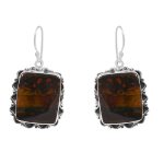 Cappuccino Jasper 1.5" 925 Sterling Silver Earring (REXT60-25)
