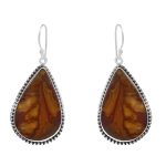 Cappuccino Jasper 1.5" 925 Sterling Silver Earring (REXT60-26)