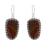 Cappuccino Jasper 1.75" 925 Sterling Silver Earring (REXT60-28)