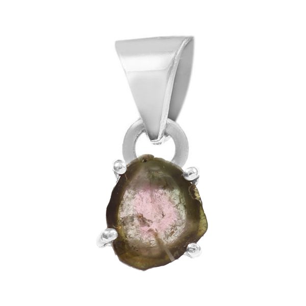 Watermelon Tourmaline 0.6" 925 Sterling Silver Pendant (RS114-170)
