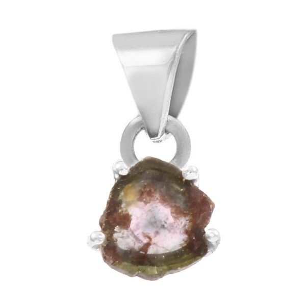 Watermelon Tourmaline 0.7" 925 Sterling Silver Pendant (RS114-185)