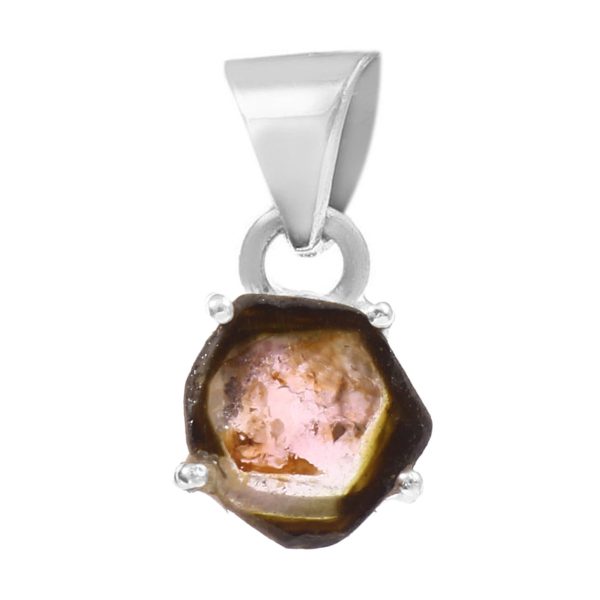 Watermelon Tourmaline 0.7" 925 Sterling Silver Pendant (RS114-189)