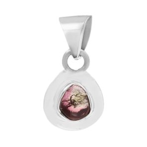 Watermelon Tourmaline 0.8" 925 Sterling Silver Pendant (RS114-202)