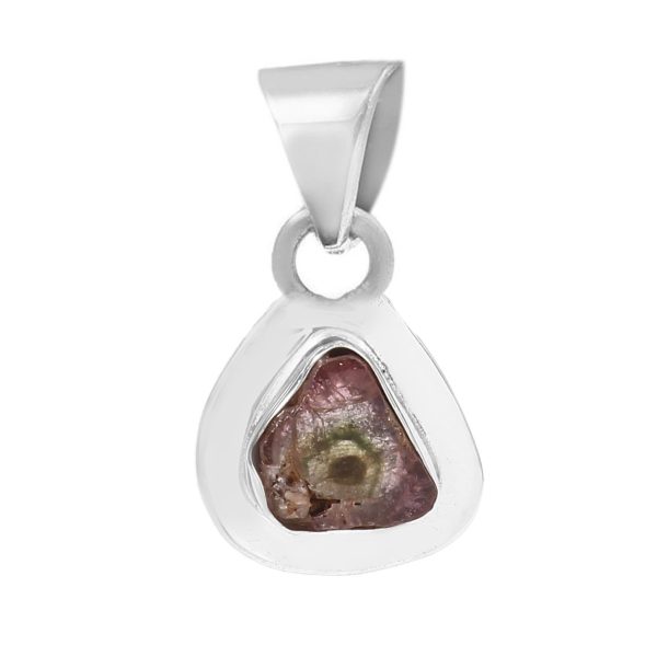 Watermelon Tourmaline 0.8" 925 Sterling Silver Pendant (RS114-203)