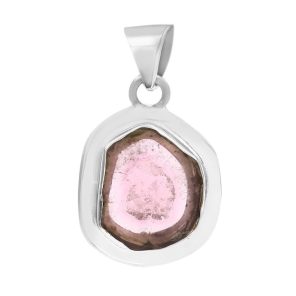 Watermelon Tourmaline 1.25" 925 Sterling Silver Pendant (RS114-205)