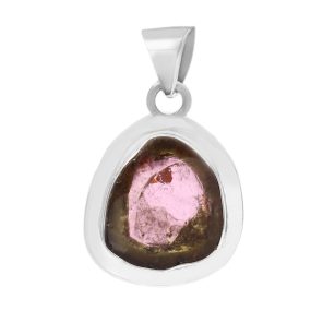 Watermelon Tourmaline 1.25" 925 Sterling Silver Pendant (RS114-206)