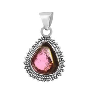 Watermelon Tourmaline 1" 925 Sterling Silver Pendant (RS114-231)