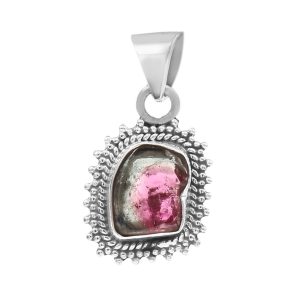 Watermelon Tourmaline 1" 925 Sterling Silver Pendant (RS114-233)