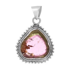 Watermelon Tourmaline 1.25" 925 Sterling Silver Pendant (RS114-234)
