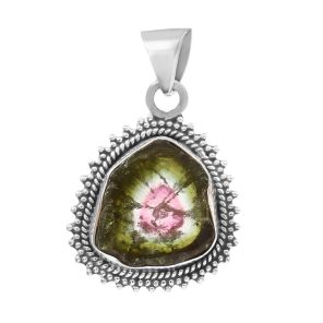 Watermelon Tourmaline 1" 925 Sterling Silver Pendant (RS114-238)