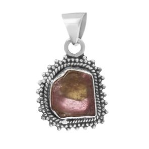 Watermelon Tourmaline 1" 925 Sterling Silver Pendant (RS114-239)