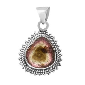 Watermelon Tourmaline 1" 925 Sterling Silver Pendant (RS114-241)