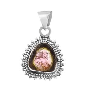 Watermelon Tourmaline 1" 925 Sterling Silver Pendant (RS114-260)