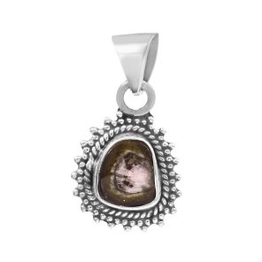 Watermelon Tourmaline 1" 925 Sterling Silver Pendant (RS114-256)