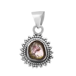 Watermelon Tourmaline 1" 925 Sterling Silver Pendant (RS114-257)