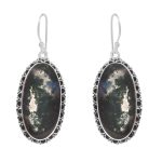 Moss Agate 2â€³ 925 Sterling Silver Earring (REXT72-46)