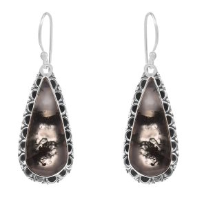 Moss Agate 1.75â€³ 925 Sterling Silver Earring (REXT72-54)