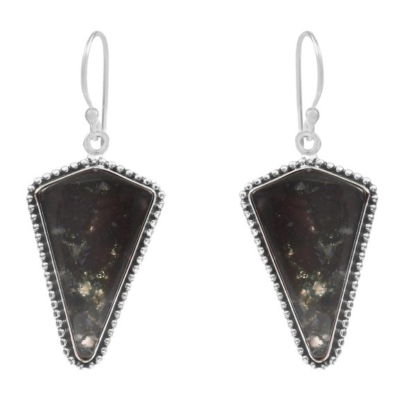 Moss Agate 1.75â€³ 925 Sterling Silver Earring (REXT72-56)