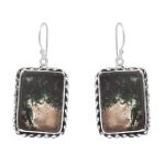 Moss Agate 1.5â€³ 925 Sterling Silver Earring (REXT72-61)