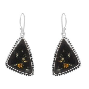 Moss Agate 1.5â€³ 925 Sterling Silver Earring (REXT72-64)