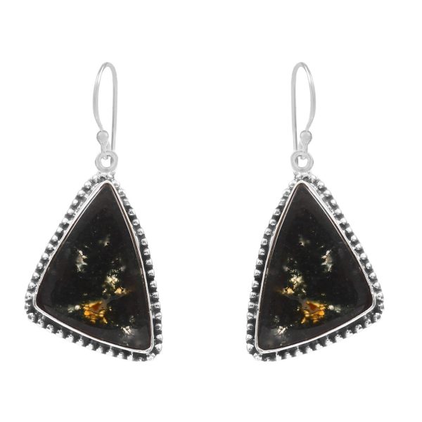 Moss Agate 1.5â€³ 925 Sterling Silver Earring (REXT72-64)