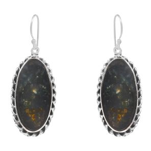 Moss Agate 1.5â€³ 925 Sterling Silver Earring (REXT72-66)