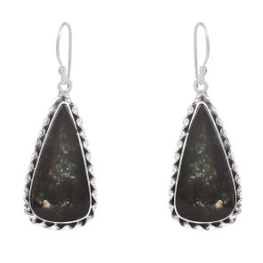 Moss Agate 1.5â€³ 925 Sterling Silver Earring (REXT72-68)