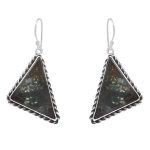 Moss Agate 1.5â€³ 925 Sterling Silver Earring (REXT72-69)
